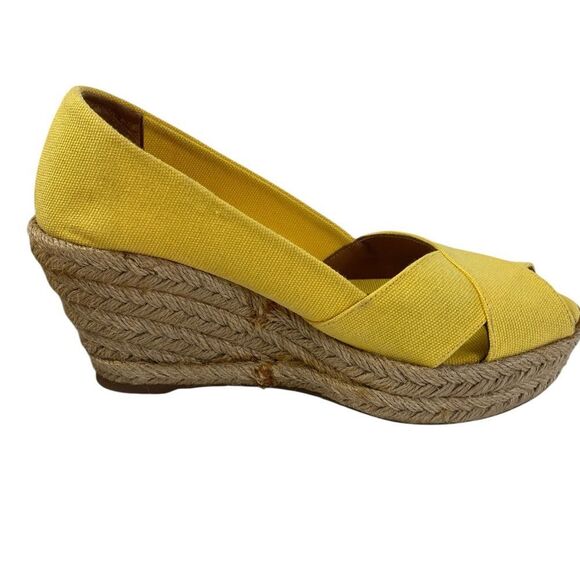Tory Burch Yellow Espadrille Shoes with Crossover Straps - Picture 8 of 11